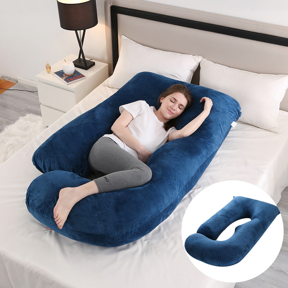 Ergonomic J-Shaped Maternity Pillow for Side Sleeping
