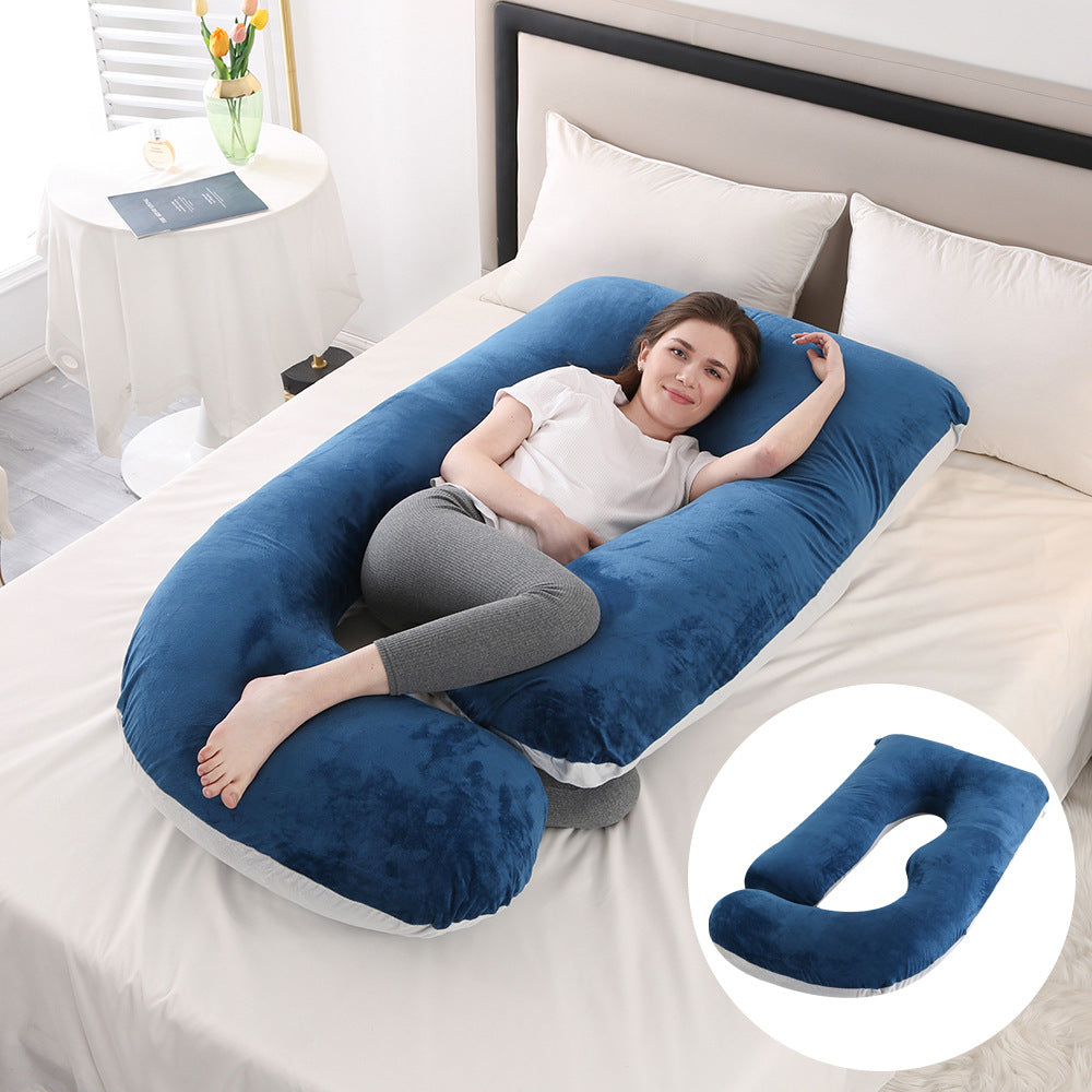 Ergonomic J-Shaped Maternity Pillow for Side Sleeping