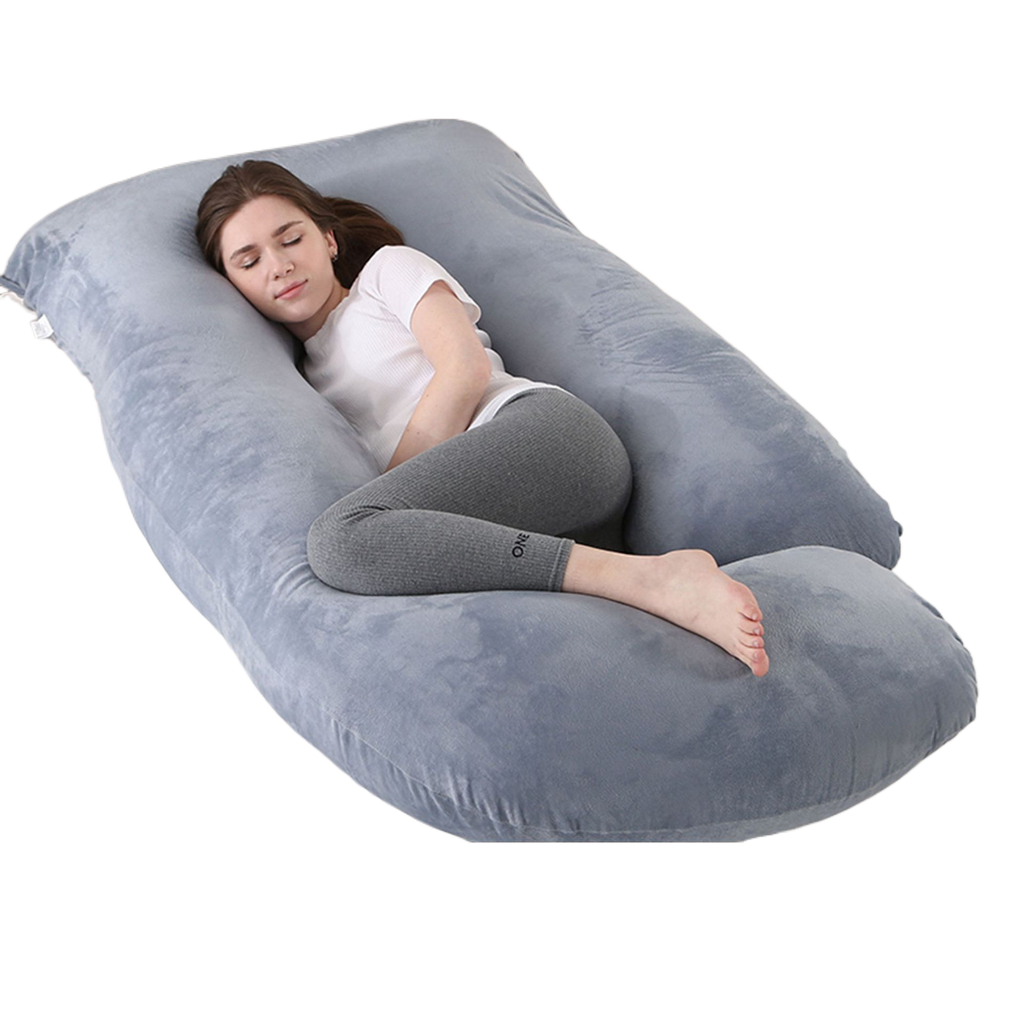 Ergonomic J-Shaped Maternity Pillow for Side Sleeping
