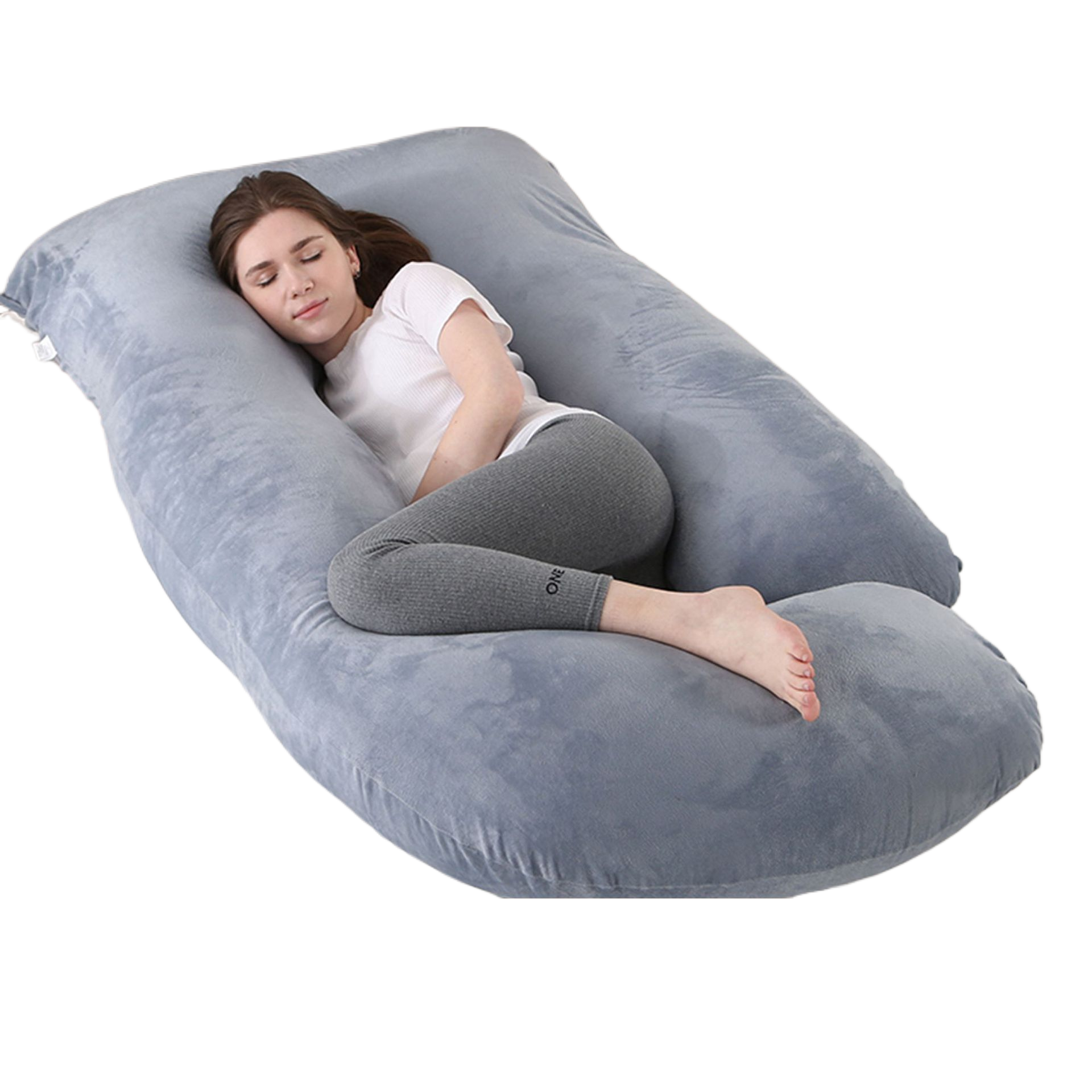 Ergonomic J-Shaped Maternity Pillow for Side Sleeping
