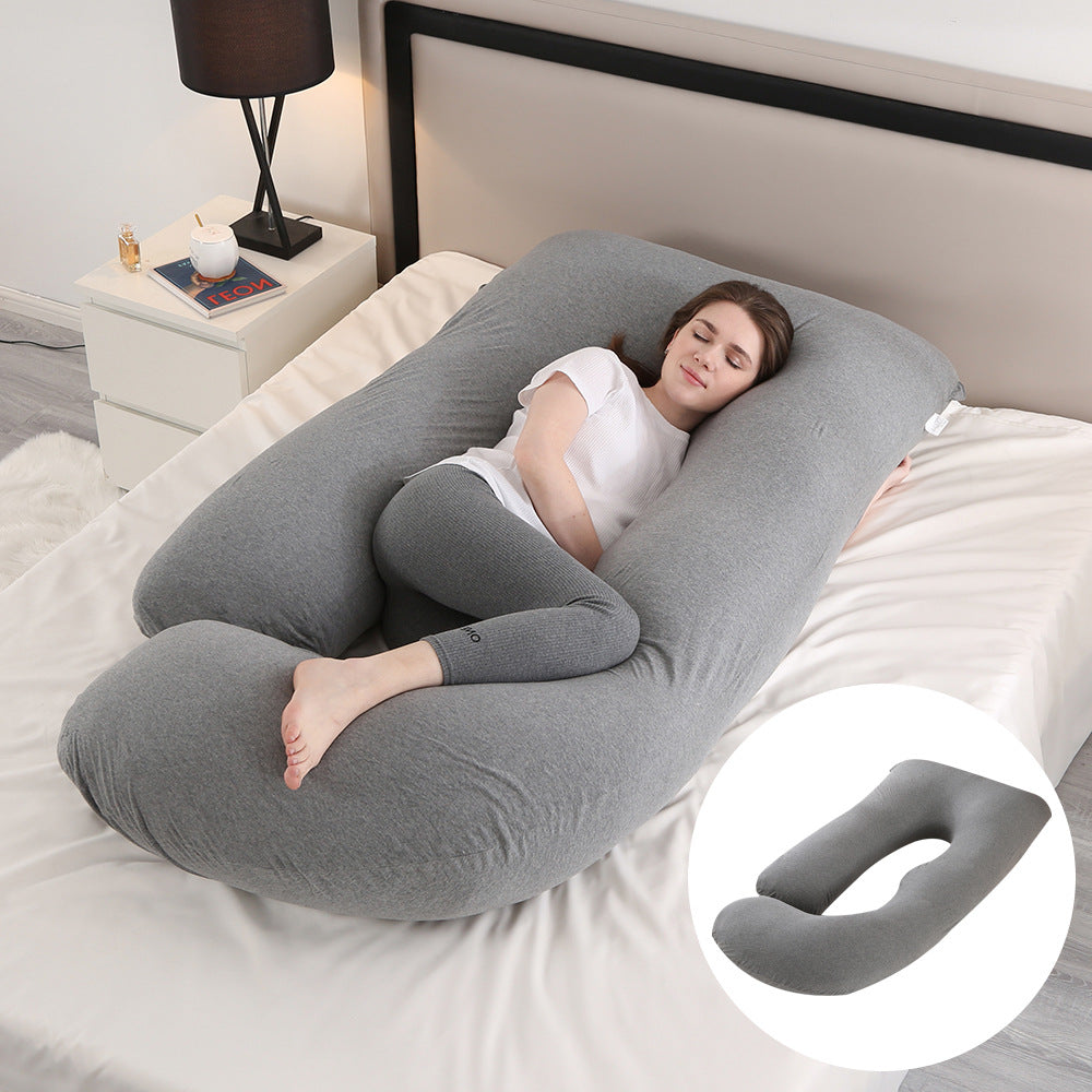 Ergonomic J-Shaped Maternity Pillow for Side Sleeping