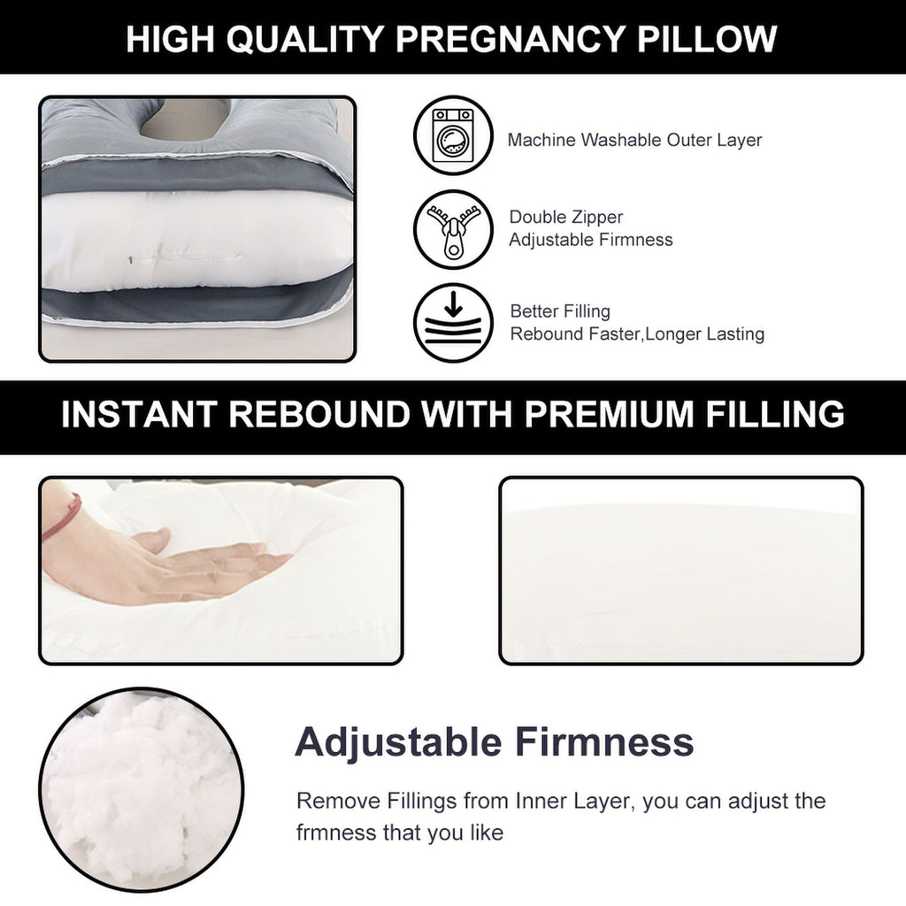 Ergonomic J-Shaped Maternity Pillow for Side Sleeping