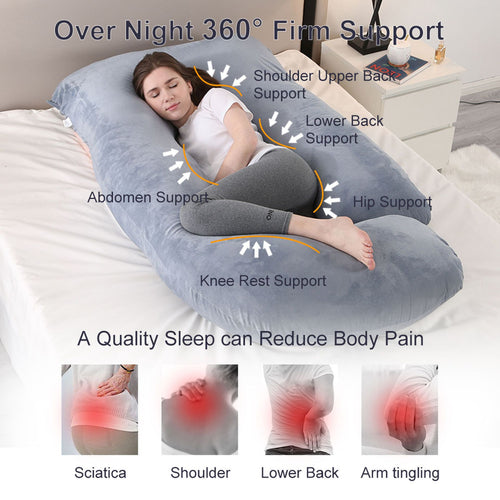 Ergonomic J-Shaped Maternity Pillow for Side Sleeping