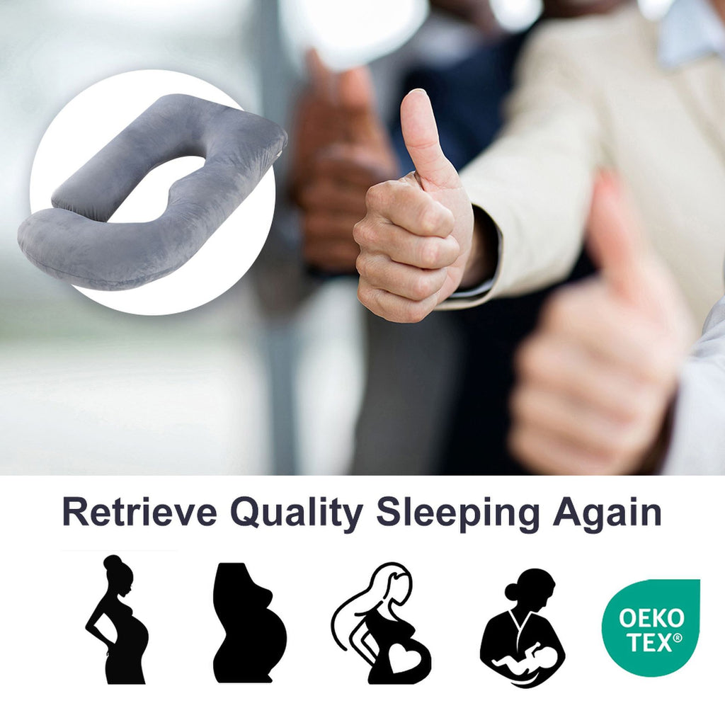 Ergonomic J-Shaped Maternity Pillow for Side Sleeping