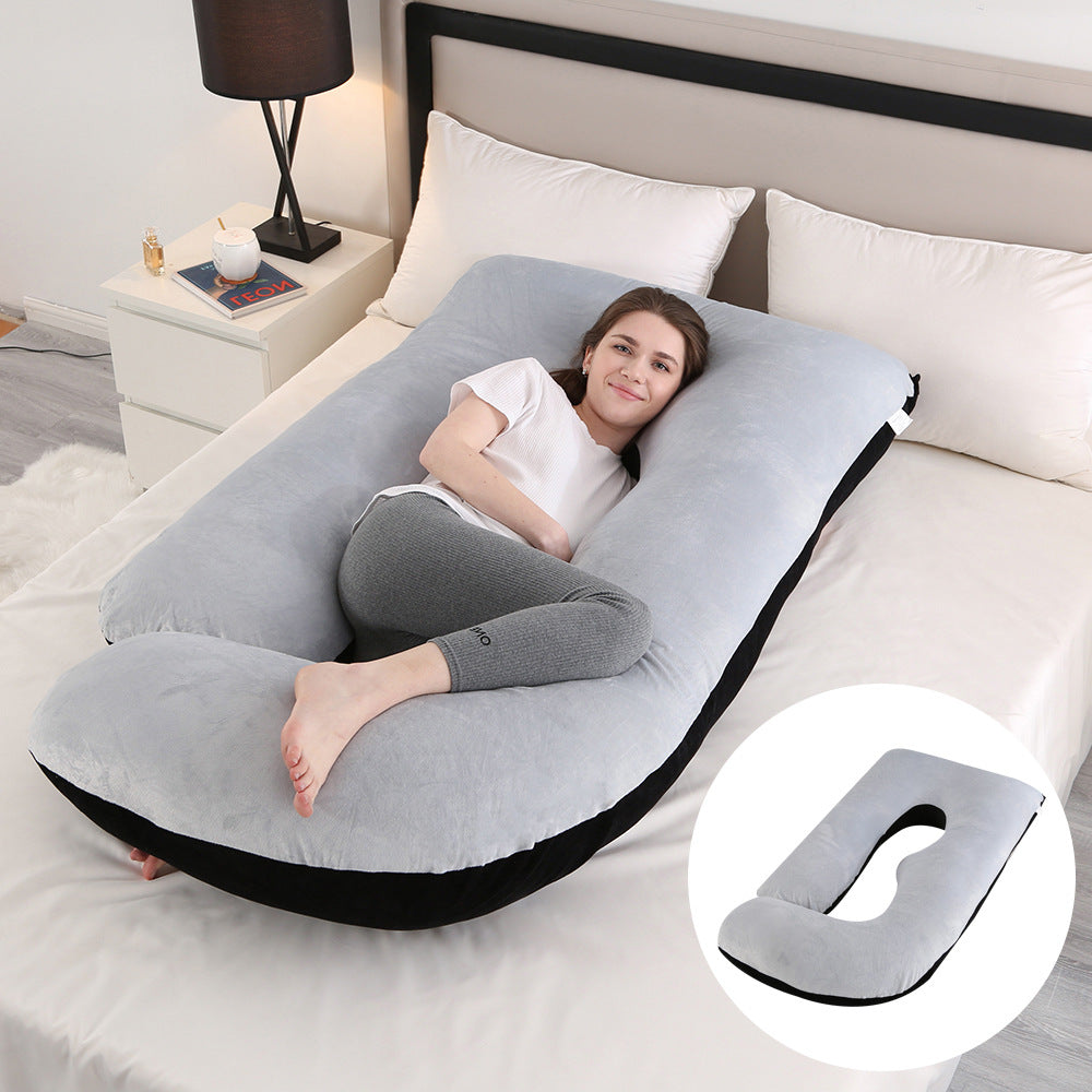 Ergonomic J-Shaped Maternity Pillow for Side Sleeping