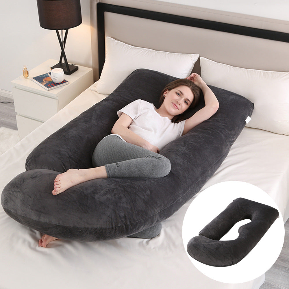 Ergonomic J-Shaped Maternity Pillow for Side Sleeping