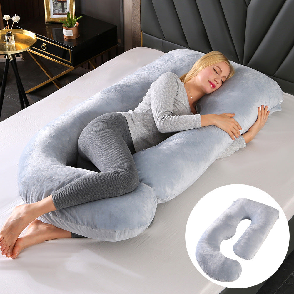 Ergonomic J-Shaped Maternity Pillow for Side Sleeping