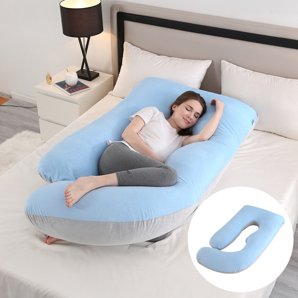 Ergonomic J-Shaped Maternity Pillow for Side Sleeping