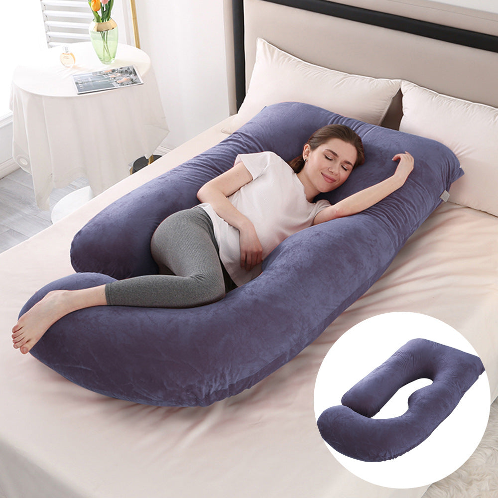 Ergonomic J-Shaped Maternity Pillow for Side Sleeping