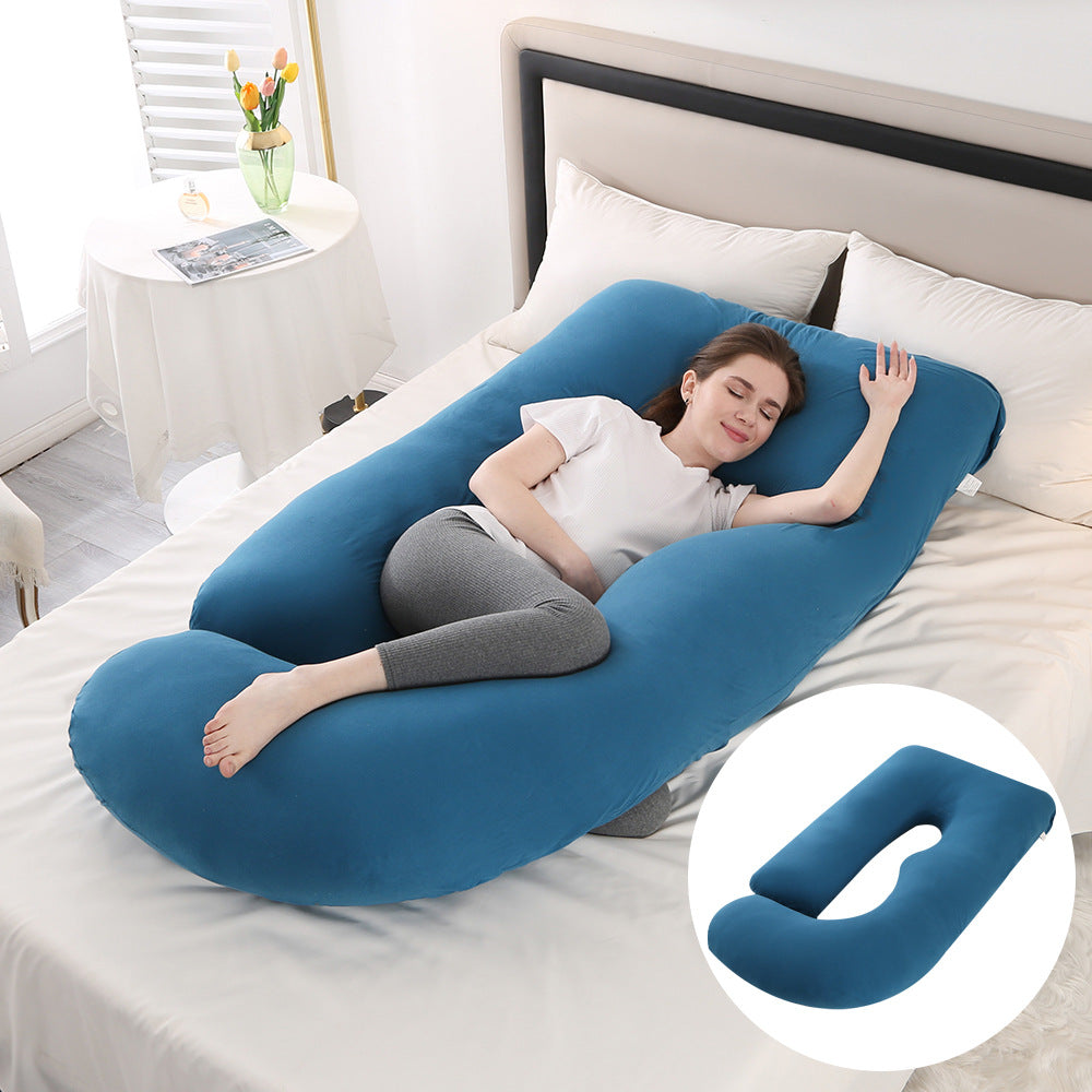 Ergonomic J-Shaped Maternity Pillow for Side Sleeping