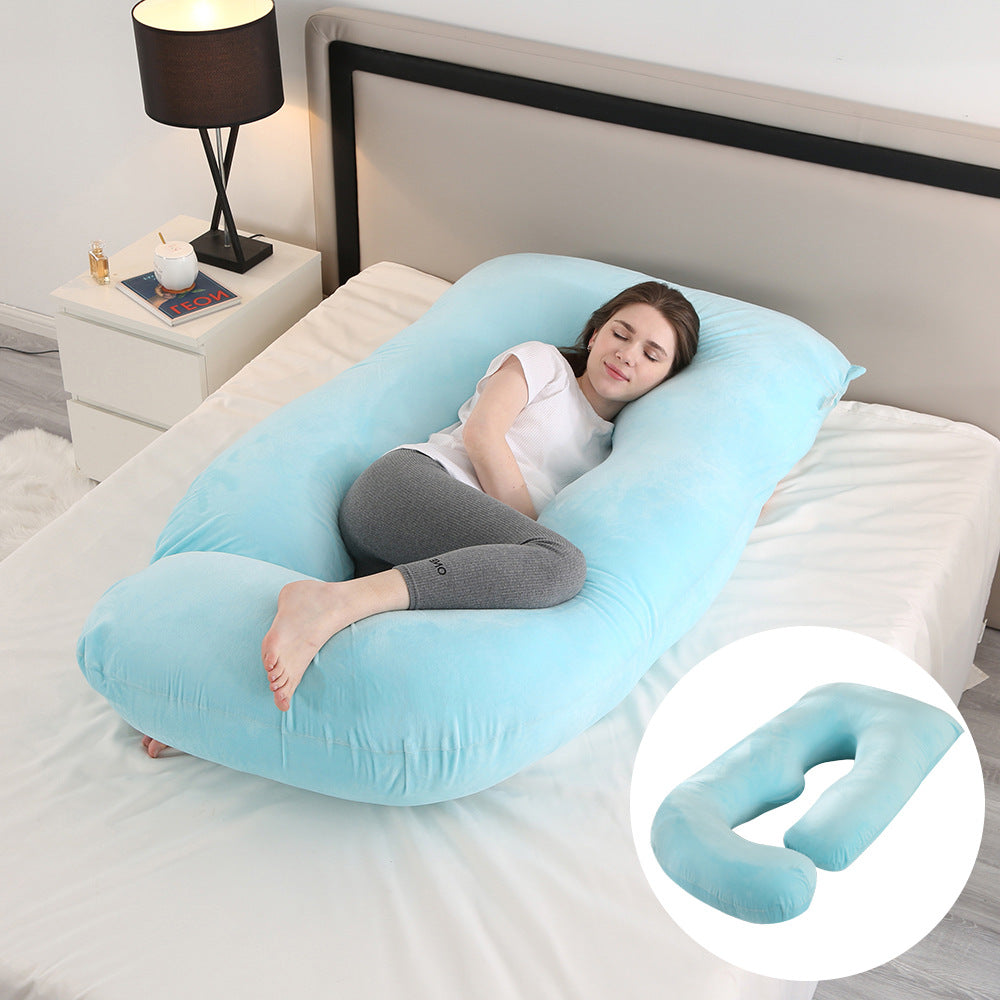 Ergonomic J-Shaped Maternity Pillow for Side Sleeping