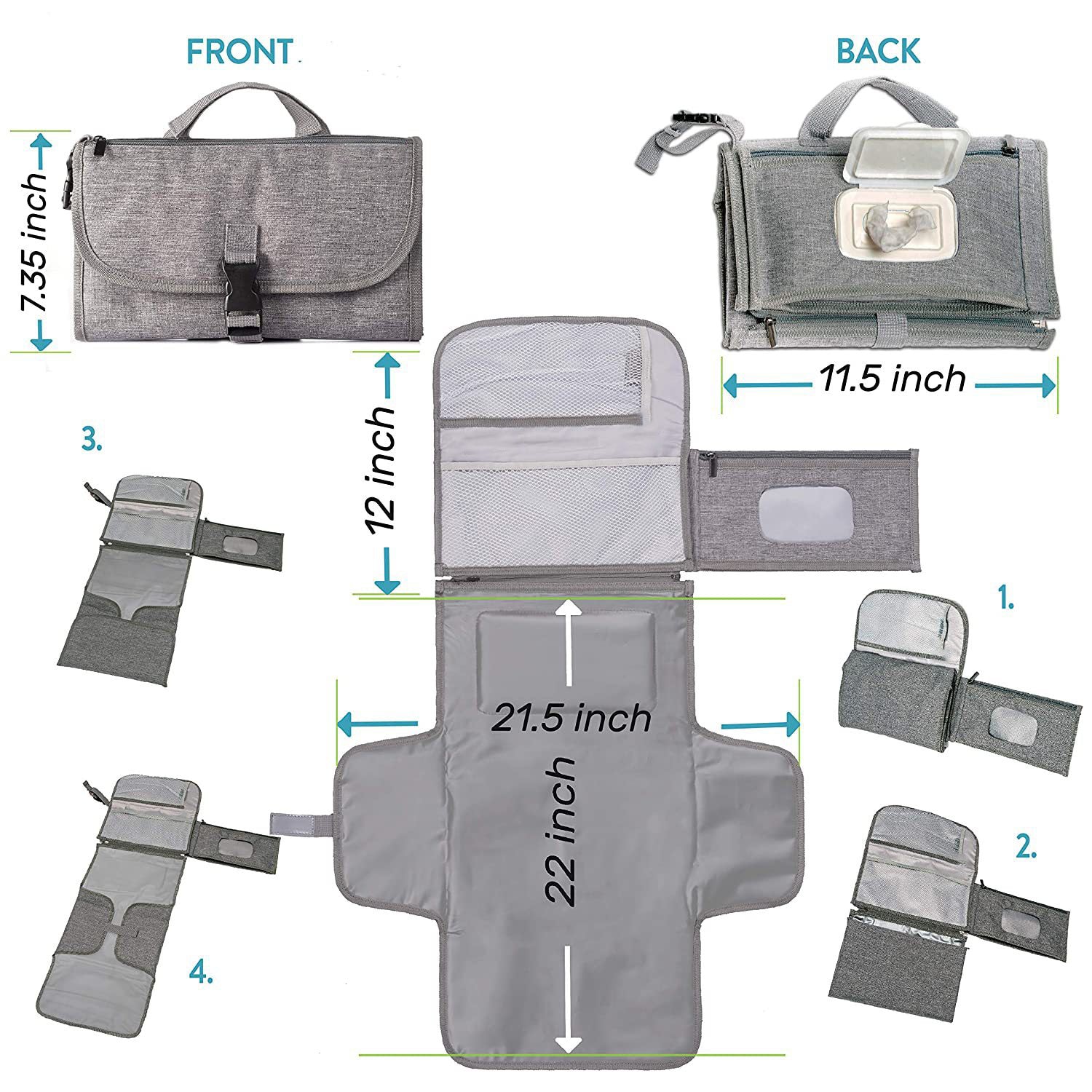 Multi-functional baby diaper changing bag storage